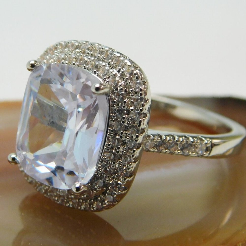 Cocktail Ring CZ Marked S 925, Size 9